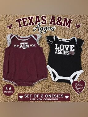 Texas A&M Aggies Baby Girl Onesie Set 3-6M | 2 Piece Bundle